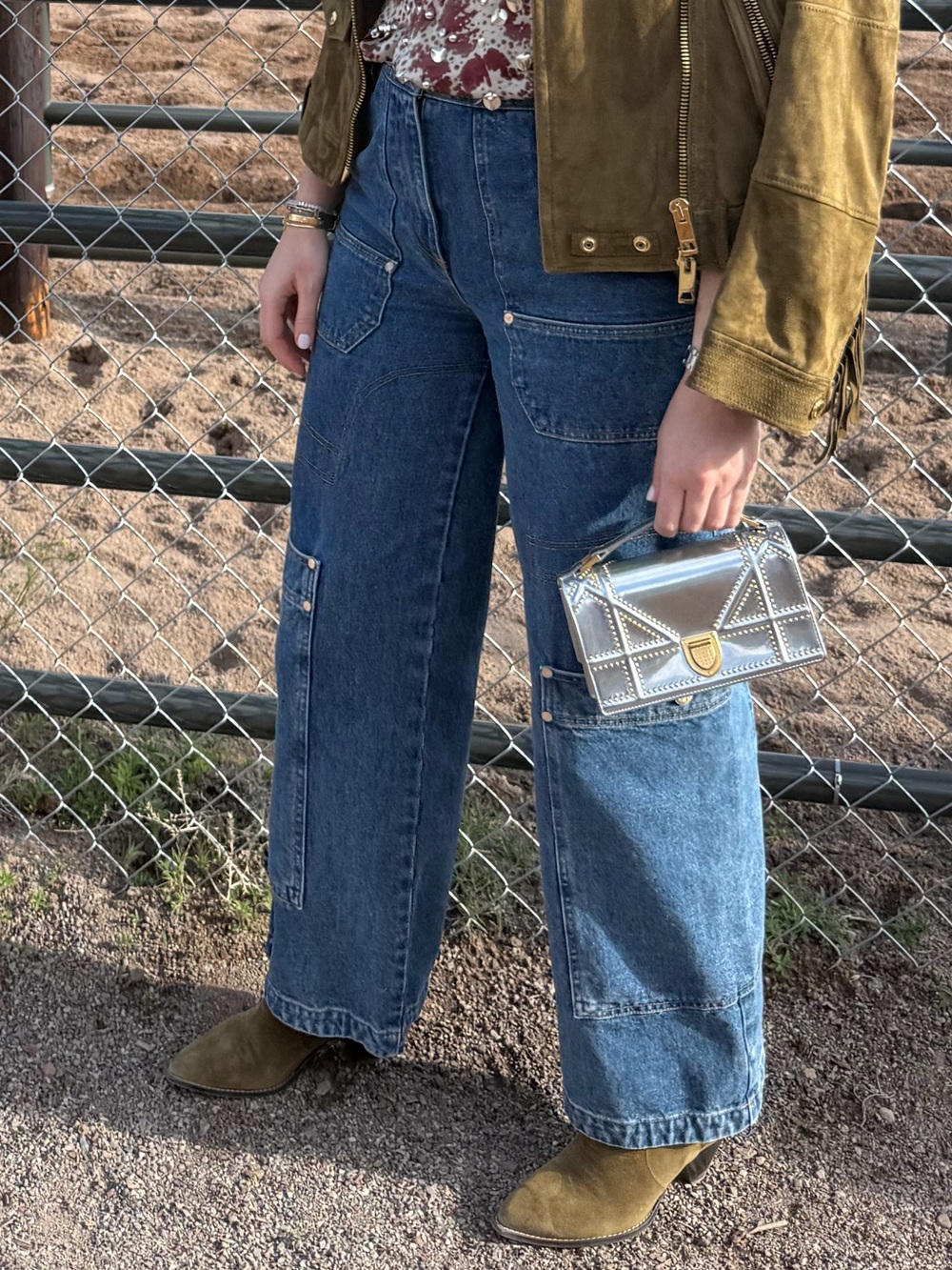 cult gaia Dark Blue Wide-Leg Utility Denim Pants